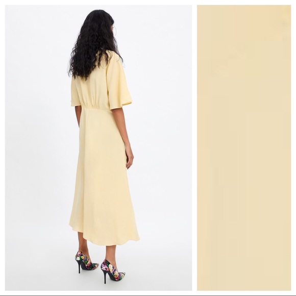 zara yellow linen dress